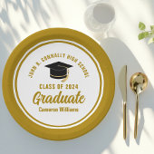 Elegante gouden afstudeerfeest gepersonaliseerd papieren bordje