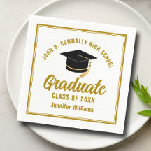 Elegante gouden afstudeerfeest gepersonaliseerd