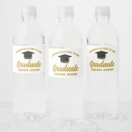Elegante gouden afstudeerfeest gepersonaliseerd waterfles etiket