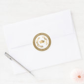 Elegante gouden afstudeerhoed en krans Afstudeerkl Ronde Sticker (Envelop)