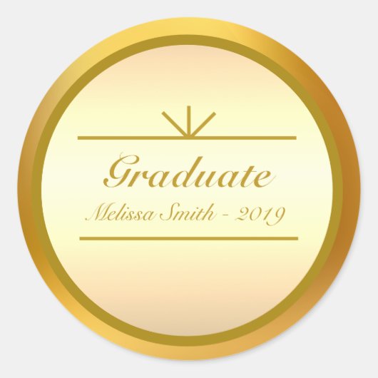 Elegante Gouden Afstudeersticker Ronde Sticker (Voorkant)