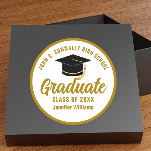 Elegante Gouden Afstuderen Aangepast 2026 Afgestud Ronde Sticker