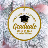Elegante gouden Afstuderen foto Afstuderen kerst Keramisch Ornament