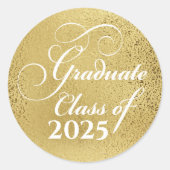 Elegante gouden Afstuderen Klasse van 2025 Dank u Ronde Sticker (Voorkant)