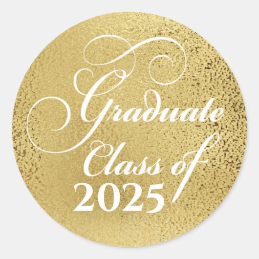 Elegante gouden Afstuderen Klasse van 2025 Dank u Ronde Sticker (Voorkant)