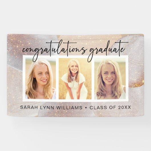Elegante Gouden Afstuderen Spandoek (Horizontaal)