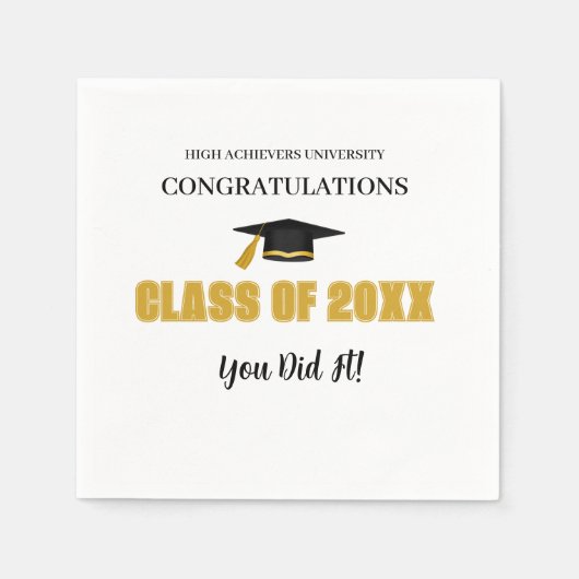 Elegante gouden Afstuderen tafel servet (Voorkant)