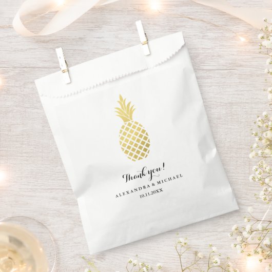 Elegante gouden ananas bruiloft bedankzakje (Geknipt)