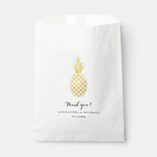 Elegante gouden ananas bruiloft bedankzakje (Voorkant)