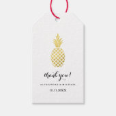 Elegante gouden ananas bruiloft cadeaulabel (Voorkant)
