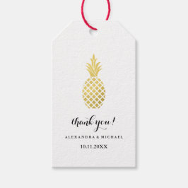 Elegante gouden ananas bruiloft cadeaulabel