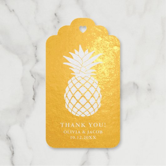 Elegante gouden ananas | Bruiloft dank u Cadeaulabels (Voorkant)