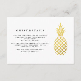 Elegante gouden ananas bruiloft gastgegevens informatiekaartje