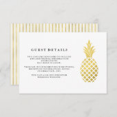 Elegante gouden ananas bruiloft gastgegevens informatiekaartje (Voorkant / Achterkant)