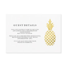 Elegante gouden ananas bruiloft gastgegevens