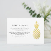 Elegante gouden ananas bruiloft gastgegevens informatiekaartje (Staand voorkant)