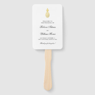 Elegante gouden ananas bruiloft handwaaier