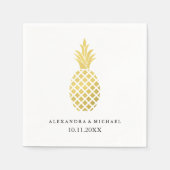 Elegante gouden ananas bruiloft servetten (Voorkant)