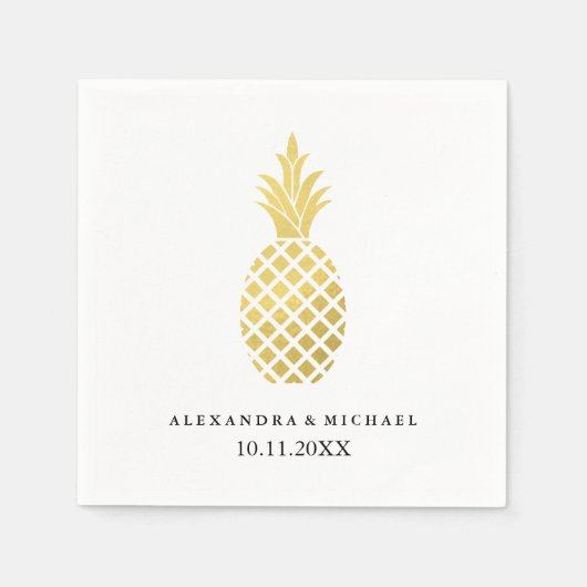 Elegante gouden ananas bruiloft servetten (Voorkant)