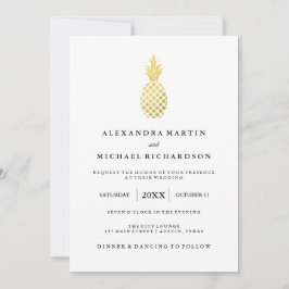 Elegante gouden ananas bruiloft uitnodiging