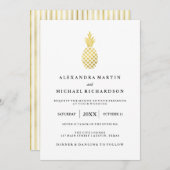 Elegante gouden ananas bruiloft uitnodiging (Voorkant / Achterkant)