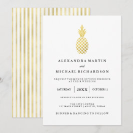 Elegante gouden ananas bruiloft uitnodiging