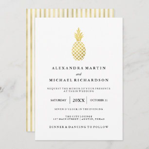 Elegante gouden ananas bruiloft uitnodiging