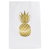 Elegante gouden ananas cadeau tas medium cadeauzakje (Voorkant)