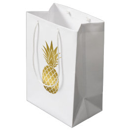 Elegante gouden ananas cadeau tas medium cadeauzakje