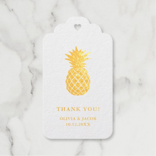 Elegante gouden ananas | Dank u Cadeaulabels (Voorkant)
