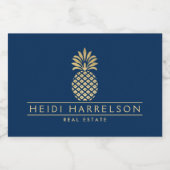 Elegante gouden ananas Logo op blauwe kaars of Voedselcontainer Etiket (Enkel label)