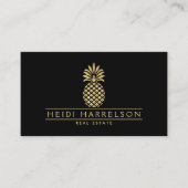 Elegante gouden ananas Logo op zwart Visitekaartje (Voorkant)