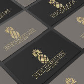 Elegante gouden ananas Logo op zwart Visitekaartje