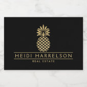 Elegante gouden ananas Logo op zwarte kaars of Voedselcontainer Etiket (Enkel label)