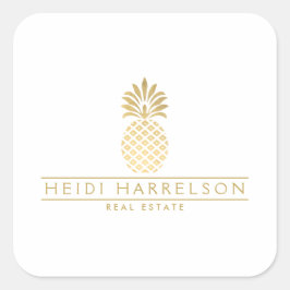 Elegante gouden ananas Logo Vierkante Sticker
