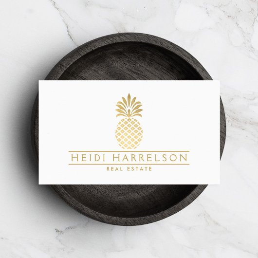 Elegante gouden ananas Logo Visitekaartje