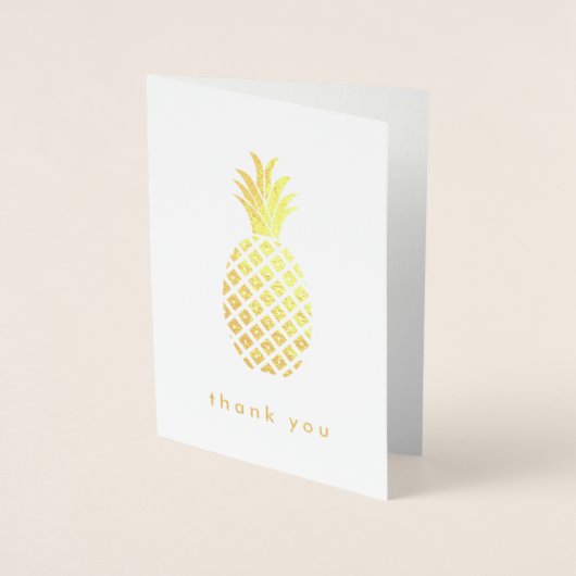 Elegante gouden ananas op wit folie kaarten (Voorkant)