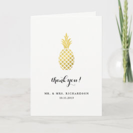 Elegante Gouden Ananas Trouw Dankjewel Bedankkaart