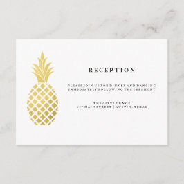 Elegante Gouden Ananas Trouwreceptie Informatiekaartje