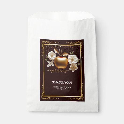 Elegante Gouden Appel van Ons Oog Baby Shower Bedankzakje (Voorkant)