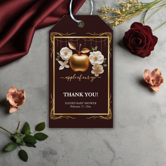 Elegante Gouden Appel van Ons Oog Baby Shower Cadeaulabel
