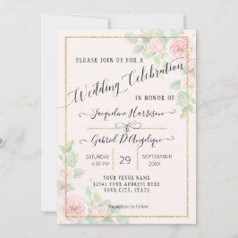 Elegante Gouden Aquarel Bloemrijke Script Trouw Ui Kaart