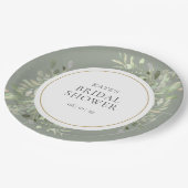 Elegante Gouden Aquarel Groene Bruids-Shower Papieren Bordje (Gekanteld)