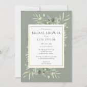 Elegante Gouden Aquarel Groene Bruiloft Feest Kaart (Voorkant)