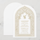 Elegante gouden Arabesque bruiloft Kaart (Voorkant / Achterkant)