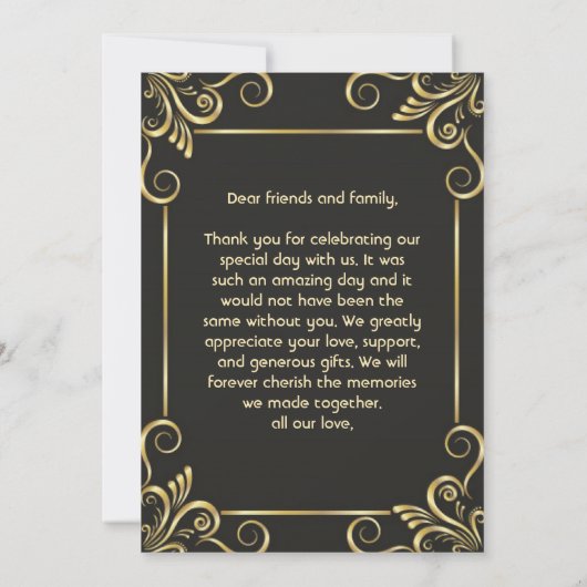 Elegante gouden Art Deco bedankkaart Kaart (Achterkant)