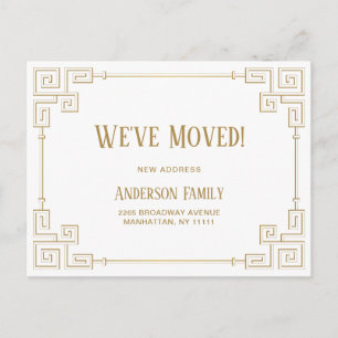 Elegante Gouden Art Deco Bewegende aankondiging Briefkaart