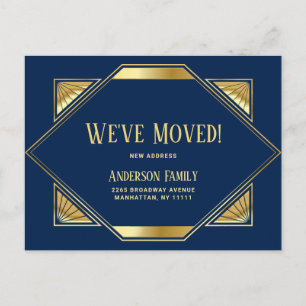 Elegante Gouden Art Deco Bewegende aankondiging Briefkaart