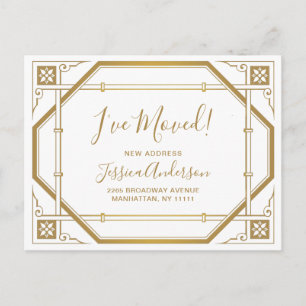 Elegante Gouden Art Deco Bewegende aankondiging Briefkaart
