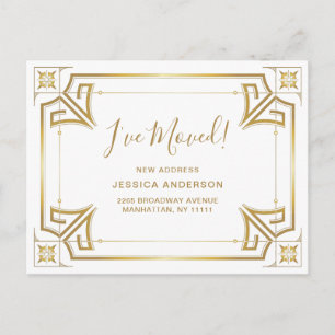 Elegante Gouden Art Deco Bewegende aankondiging Briefkaart